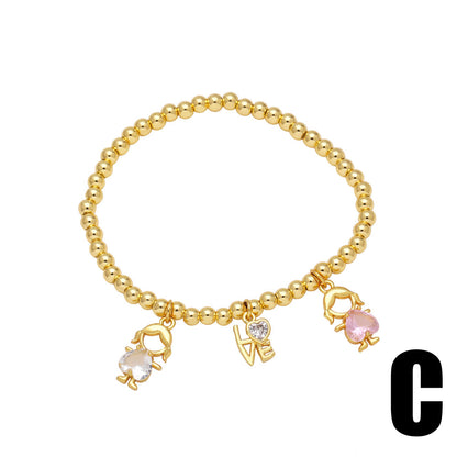 Pendant Bracelet Gold-plated Inlaid Heart-shaped Zircon