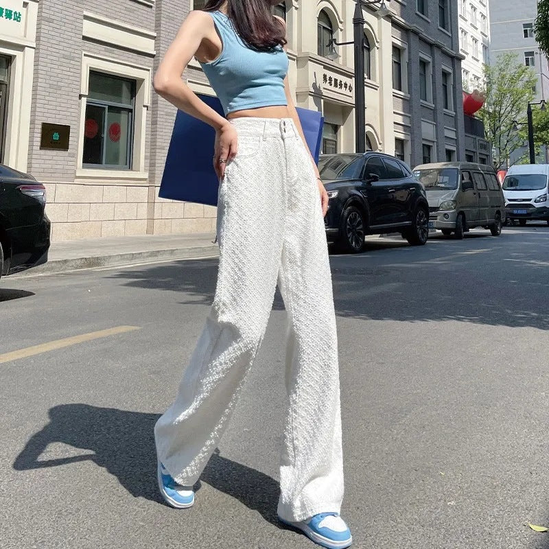 Women's Wide-leg Trousers High Waist Gradient Color Jeans