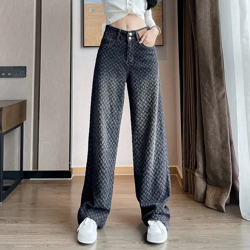 Women's Wide-leg Trousers High Waist Gradient Color Jeans