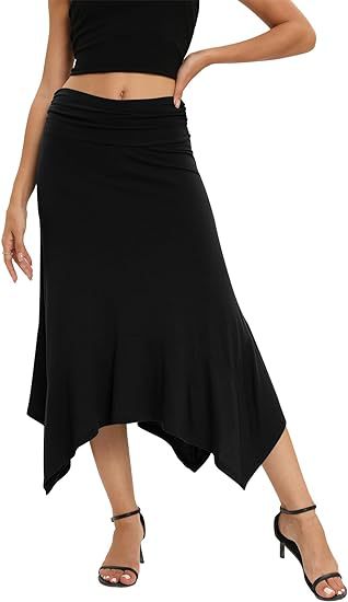 Waist Pleating Fashionable Elegant Irregular Hem Skirt