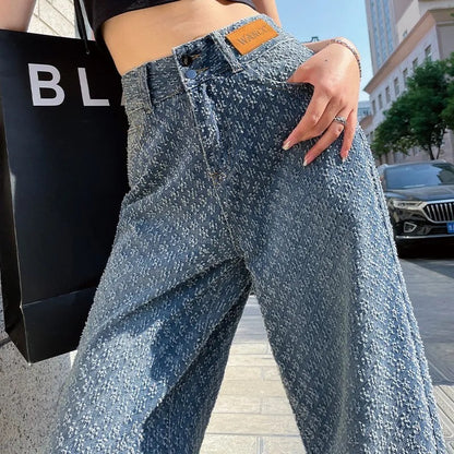 Women's Wide-leg Trousers High Waist Gradient Color Jeans