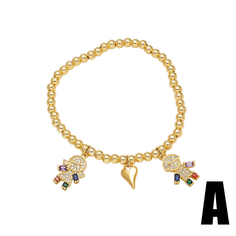 Pendant Bracelet Gold-plated Inlaid Heart-shaped Zircon