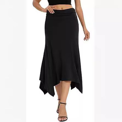 Waist Pleating Fashionable Elegant Irregular Hem Skirt