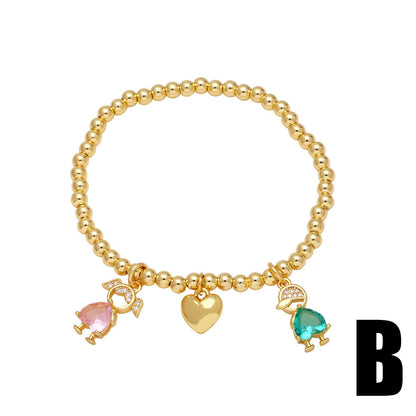 Pendant Bracelet Gold-plated Inlaid Heart-shaped Zircon