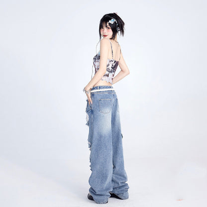 Women's Wide Leg Torn Jeans