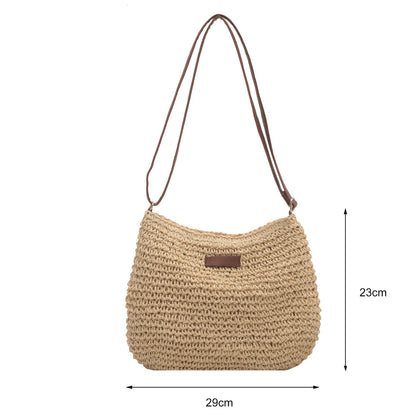 Niche Design Vacation Straw Shoulder Bag