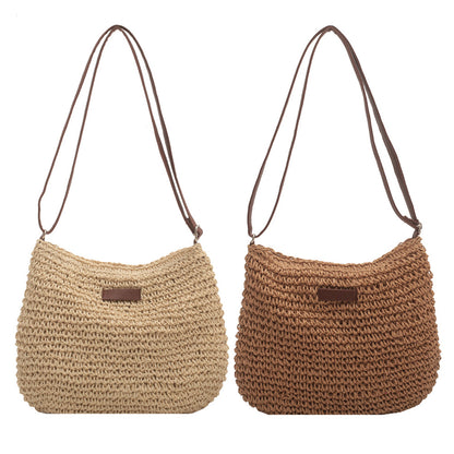 Niche Design Vacation Straw Shoulder Bag