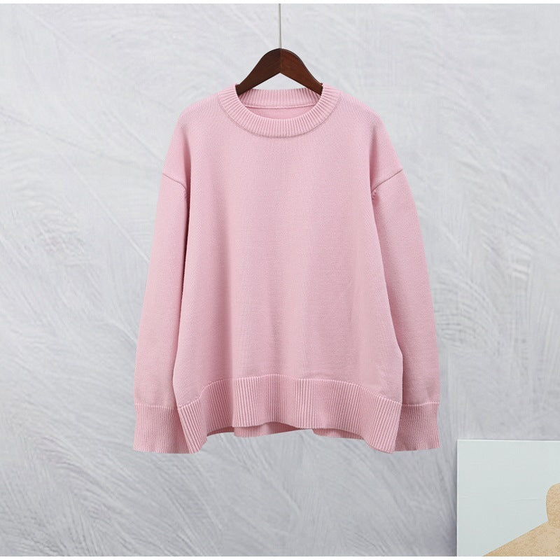 Pink Cotton Candy Crew Neck Pullover Sweater