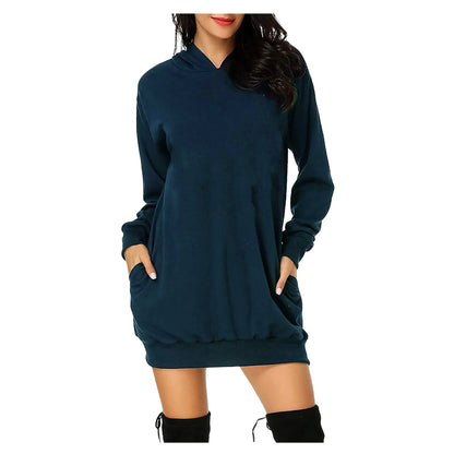 Solid Color Hat Dress Sweater Loose Feature Long Sleeves