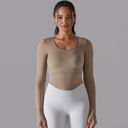 Knitted Split Thread Sports Long-sleeved Top Female