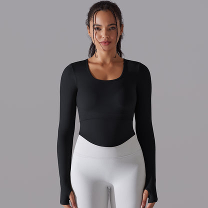 Knitted Split Thread Sports Long-sleeved Top Female