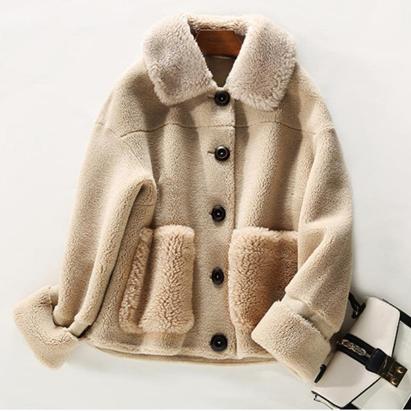 Short Sheep Shearling Casual Jacket