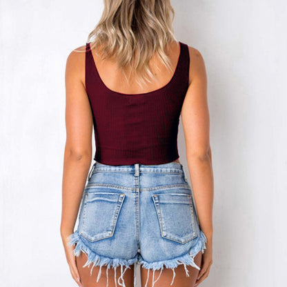 V-neck Nightclub Backless Camisole Lace-up Sleeveless Bottoming Top