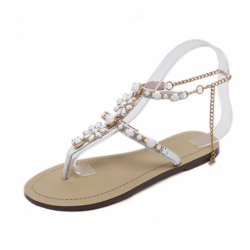 Water Diamond Chain Flat Roman Sandals