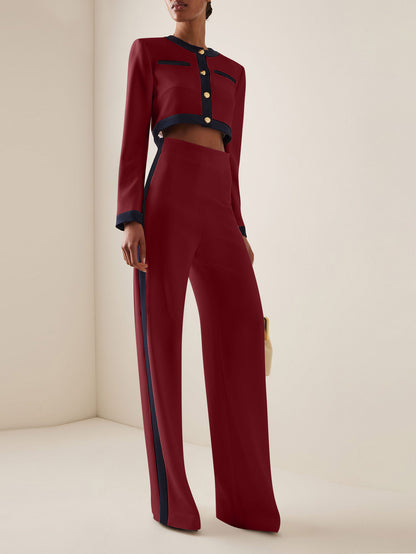 Office Siren Cropped Blazer Pants Suit