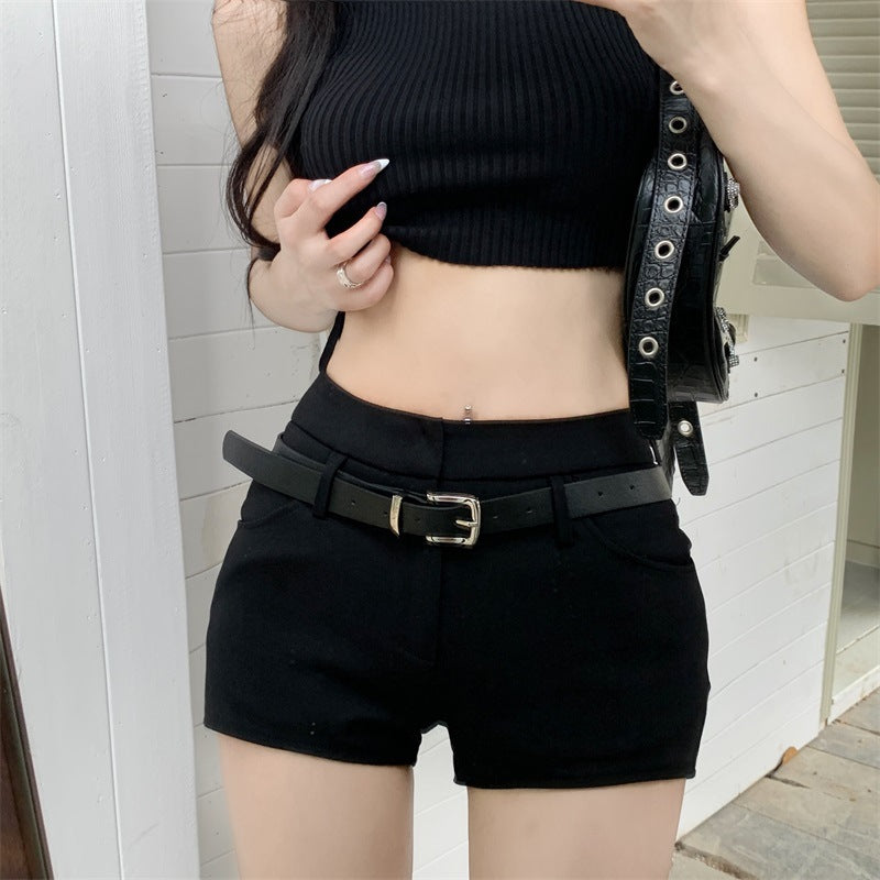 Black High Waist Little Casual Shorts