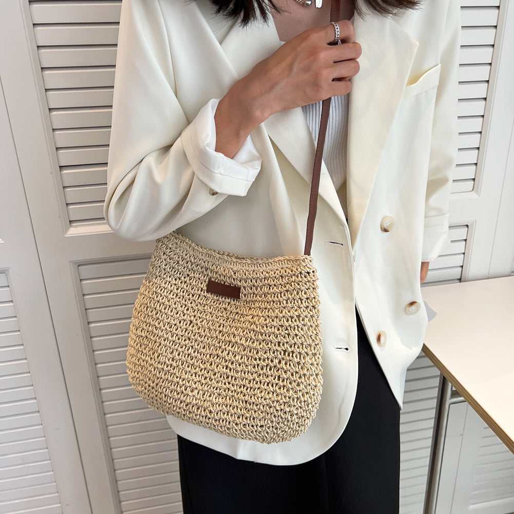 Niche Design Vacation Straw Shoulder Bag