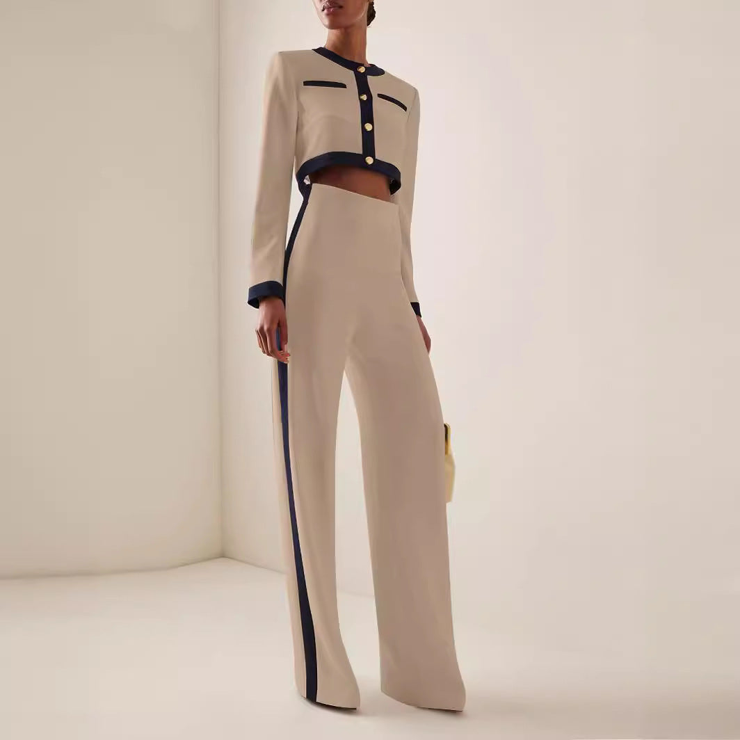 Office Siren Cropped Blazer Pants Suit