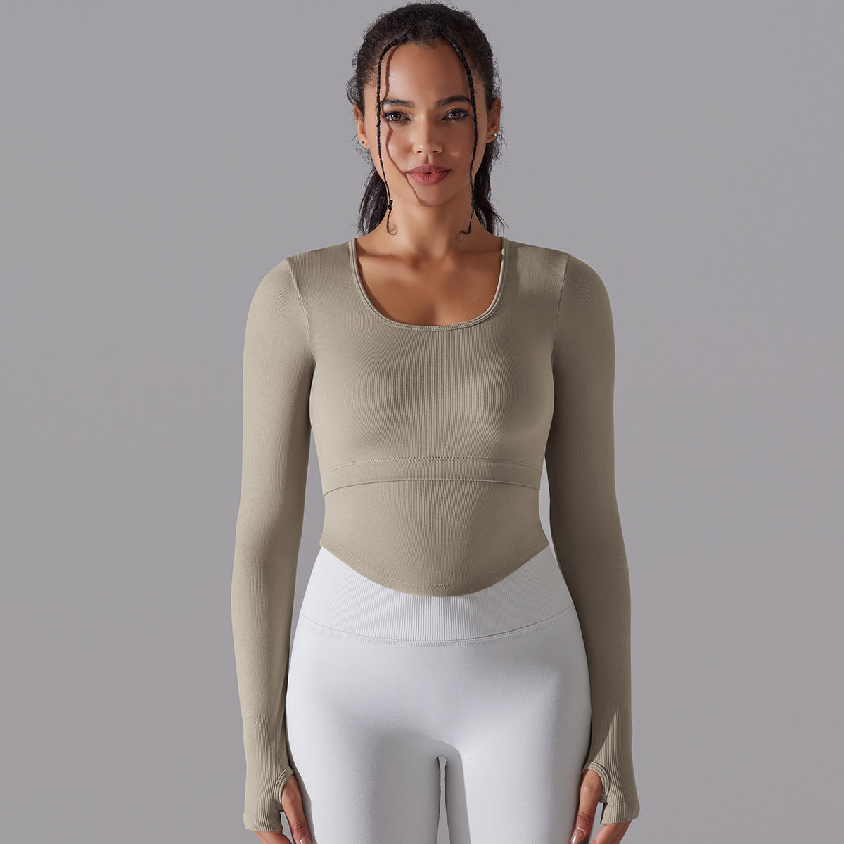 Knitted Split Thread Sports Long-sleeved Top Female