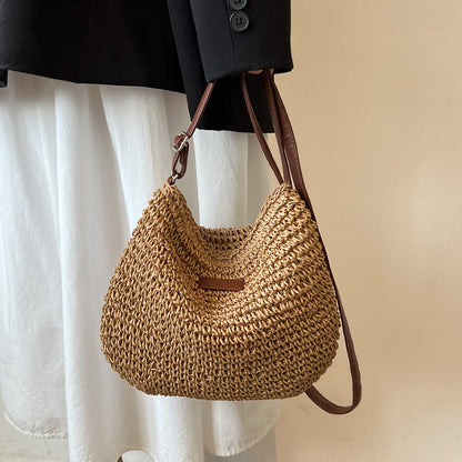 Niche Design Vacation Straw Shoulder Bag