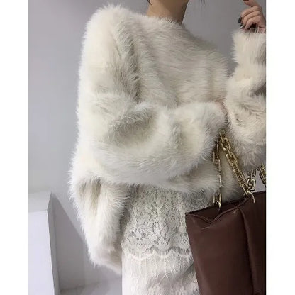 French Style Super Soft Glutinous Mink Wool Knitted Sweater